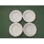 A set of four Victorian parian leaf plates