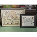 Four assorted reproduction antique maps including Sussex, Devon,