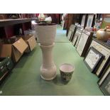 A Bourne Denby Glynn College vase and a jardiniere on stand (2)