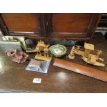 Carved softwood Oriental dioramas, boats, pagoda and wall panel etc.