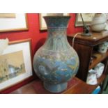 A large cloisonné bulbous body vase, approximately 64cm tall,