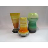 Three large Shelley vases with ribbed bodies,