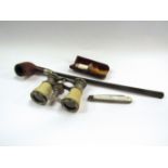 Assorted items including pipe cased, cheroot holder,