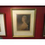 A print of an 18th Century lady, gilt framed and glazed,