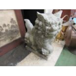 A marble Dog of Fo, 46cm tall,