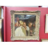 A 19th Century gesso framed oil on canvas portrait group of choir boys, a/f, unsigned,