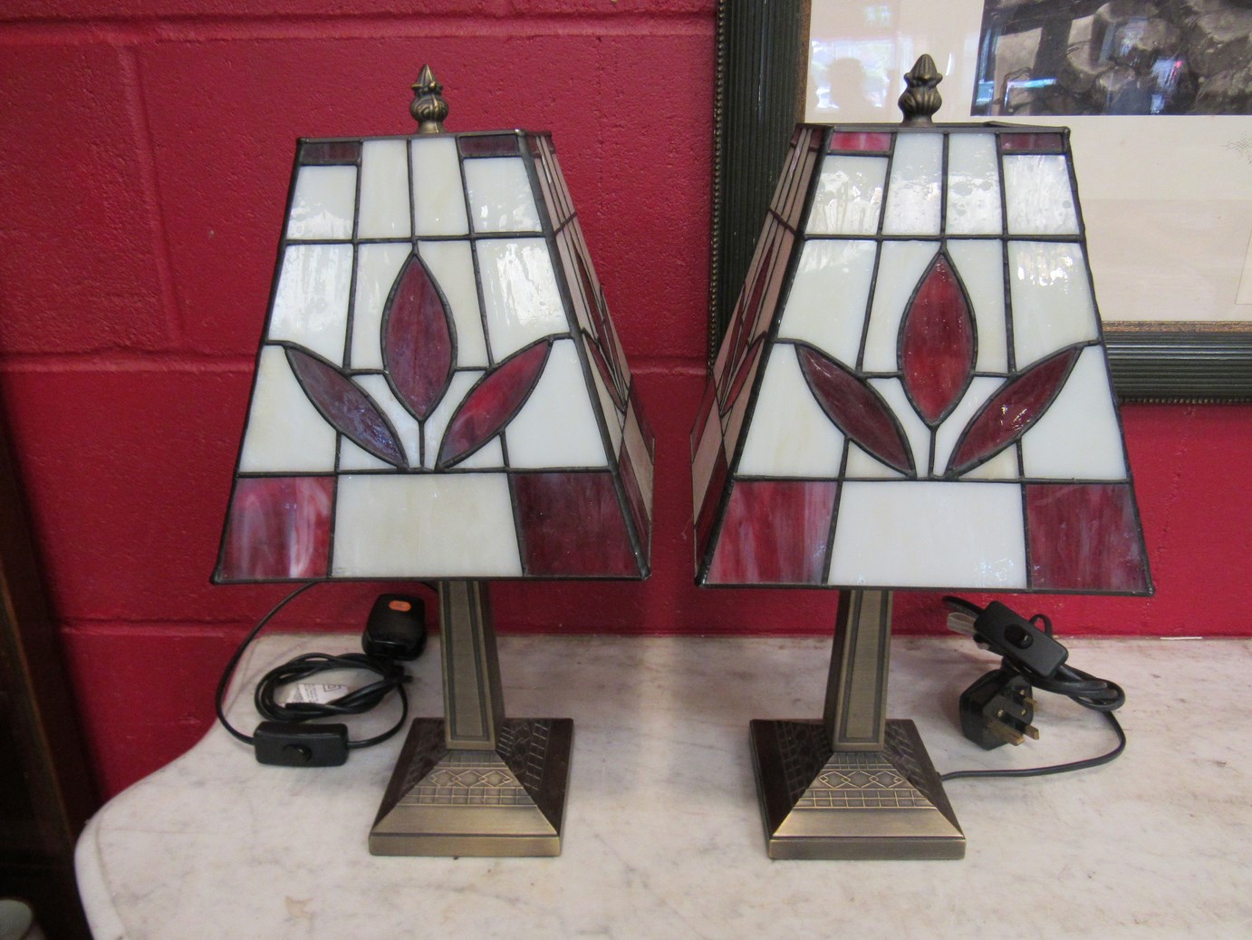 A pair of modern Tiffany style table lamps,