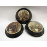 Eight Victorian pot lids and frames
