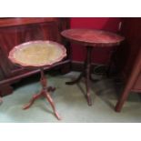 Two tripod occasional tables including leather inset example