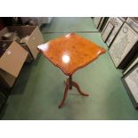 A burr walnut wine table, 58cm tall,