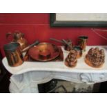 A quantity of 19th Century and later copper wares including jelly moulds