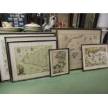Seven reproduction antique maps of Europe including Britain, Lisbon, Sicily, Malta, Cyrpus etc.