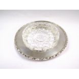 A silver and crystal glass bon bon dish, Birmingham 1929,