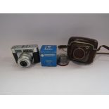 A Zeiss Ikon Contessa Prontor SLK Spezial camera with leather case and two lenses