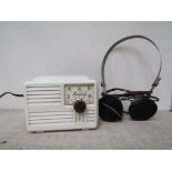 A 1930's Ivalek cream Bakelite crystal set with headphones