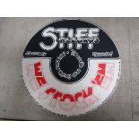 STIFF RECORDS: An original 12" promotional shop display sticker with unpeeled backing,