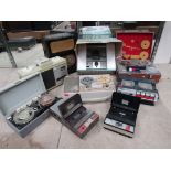 Nine assorted portable tape recorders including Mayfair, Seavox, Grundig, Ficord,