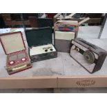 Four assorted portable radios including Vidor,