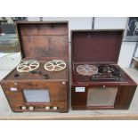 A TP Limited Sound Mirror reel to reel tape recorder and a Lane example