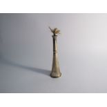 A silver hunting horn table lighter, London 1902, marks rubbed, 12cm tall,