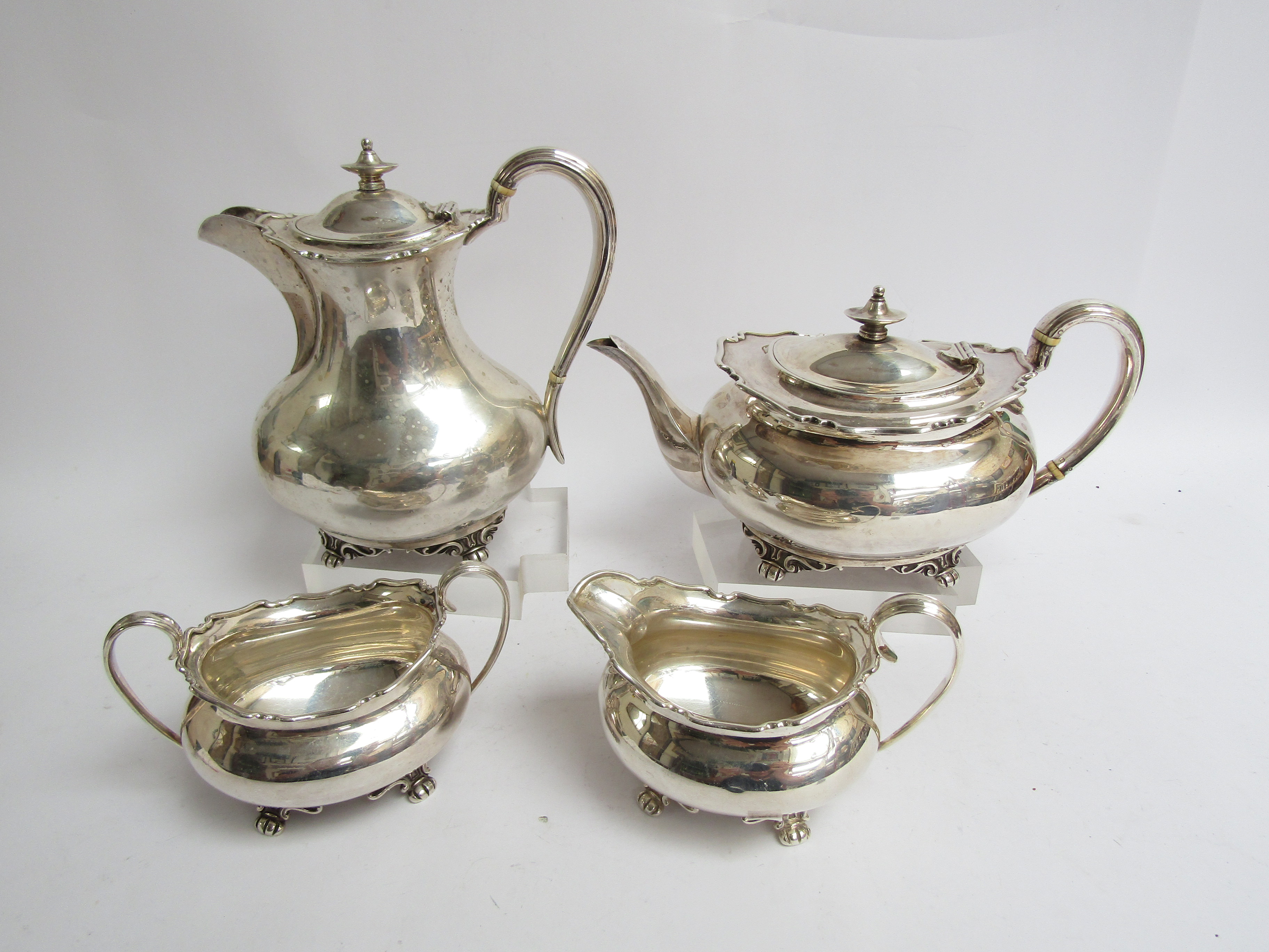 An Atkin Brothers silver four piece tea set, Sheffield 1923, - Image 2 of 3