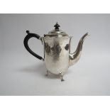 A Mappin & Webb London silver coffee pot with ebony handle and knop, London 1896, engraved front,