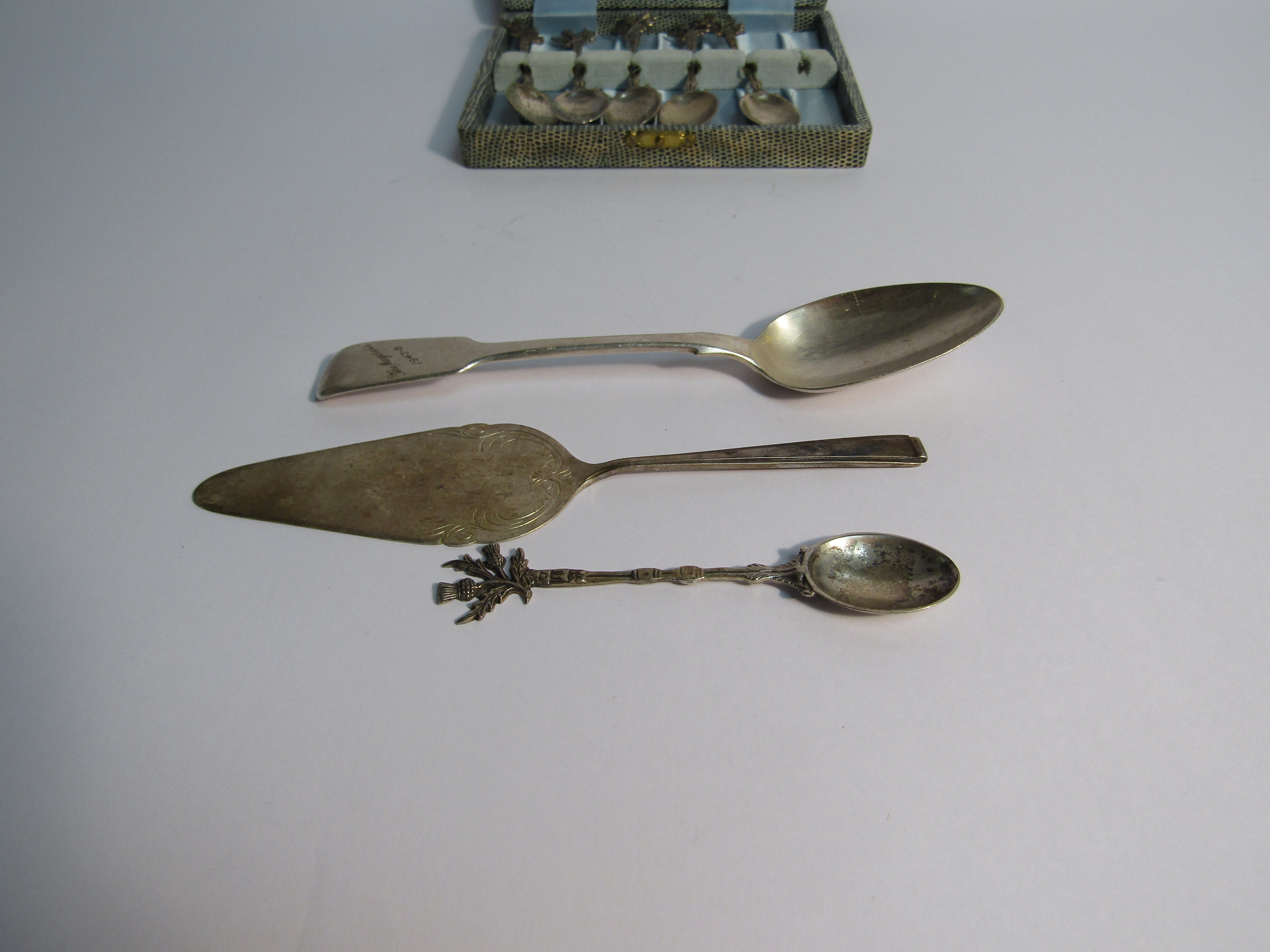 A set of six Edinburgh silver teaspoons with thistle finials, - Image 2 of 3