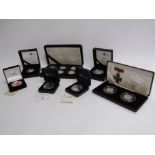 Silver proof coin sets includng 2007 Britannia 20th Anniversary, 2006 Fifty Pence coins,