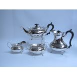 A Kenart Ltd silver four piece tea set, Birmingham 1931,