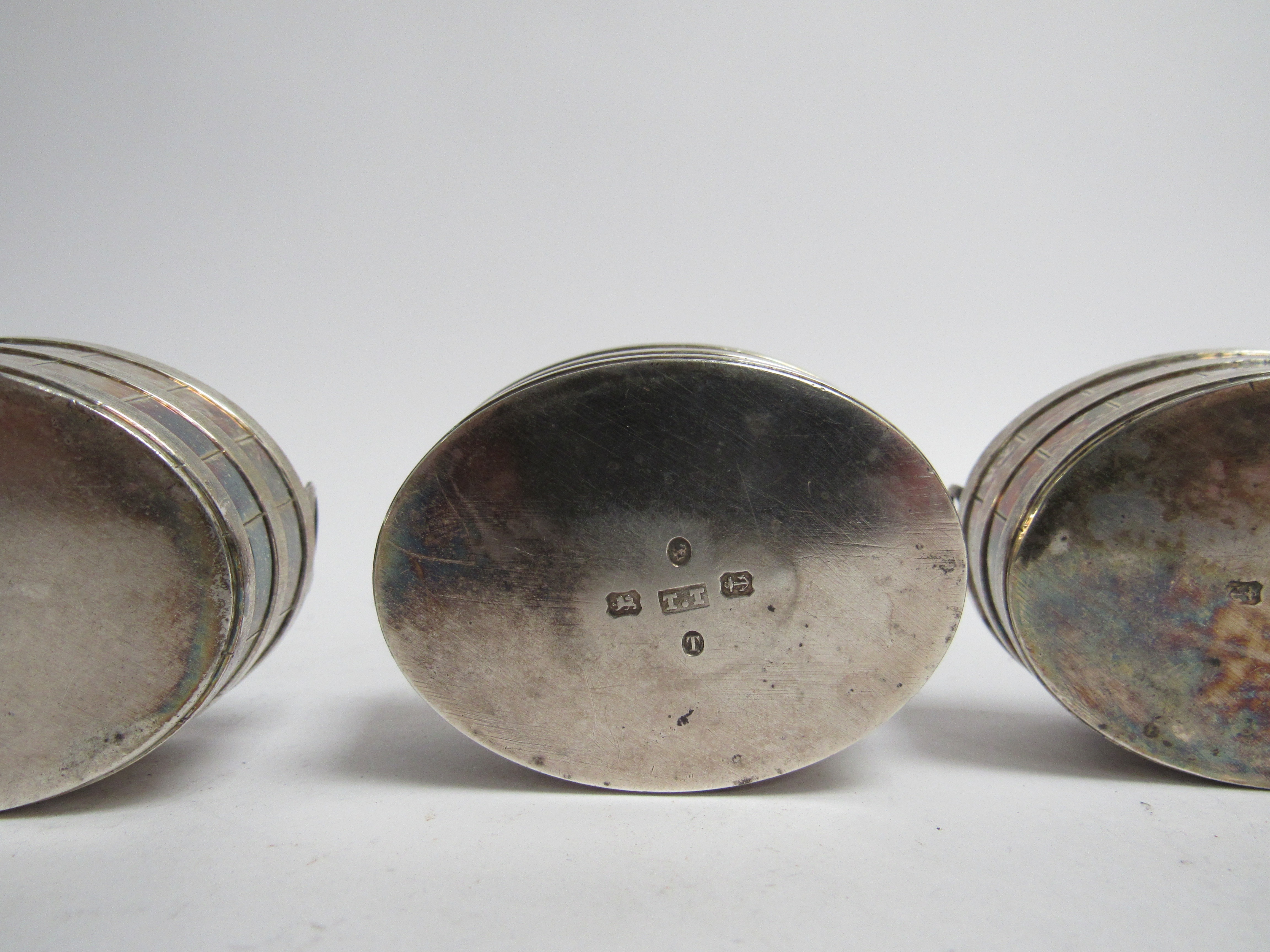 A set of four Thomas Tongue Victorian silver wash bucket barrel form salts, Birmingham 1868, - Image 3 of 3
