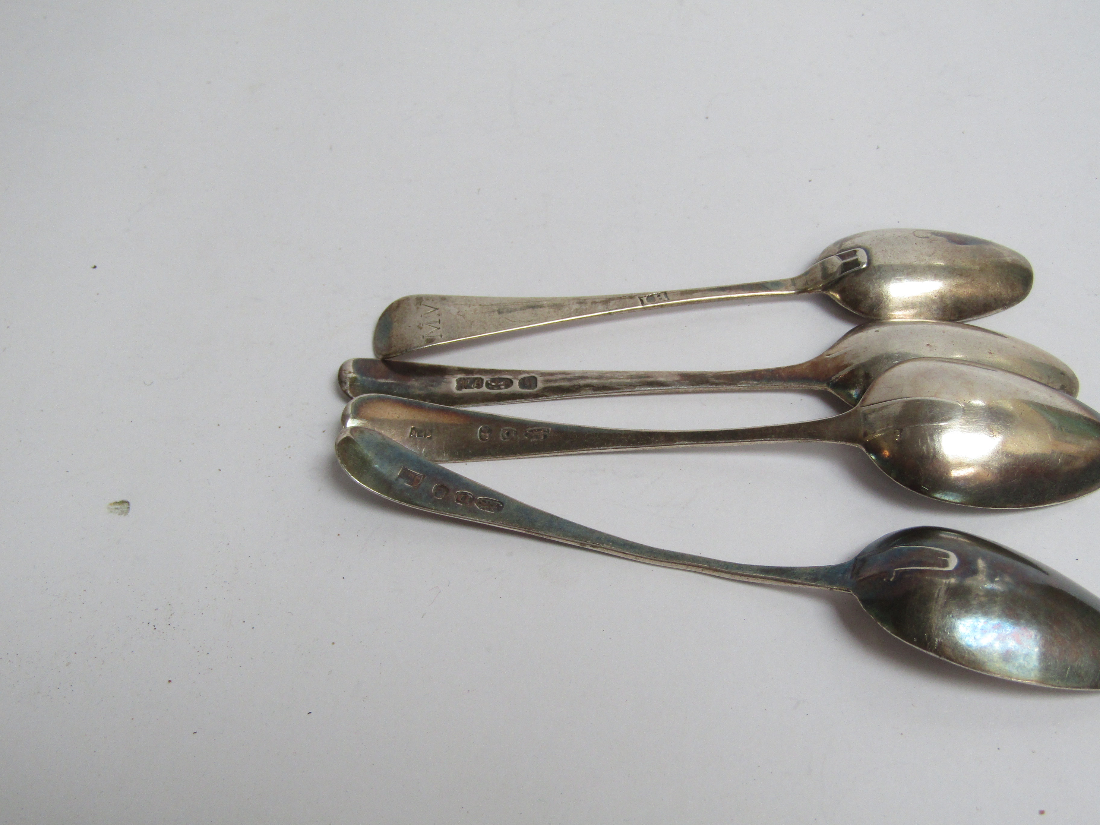 A James Dixon & Sons silver five bar toast rack and four teaspoons including Georgian, - Image 2 of 2