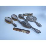 Seven various silver backed dressing table brushes,