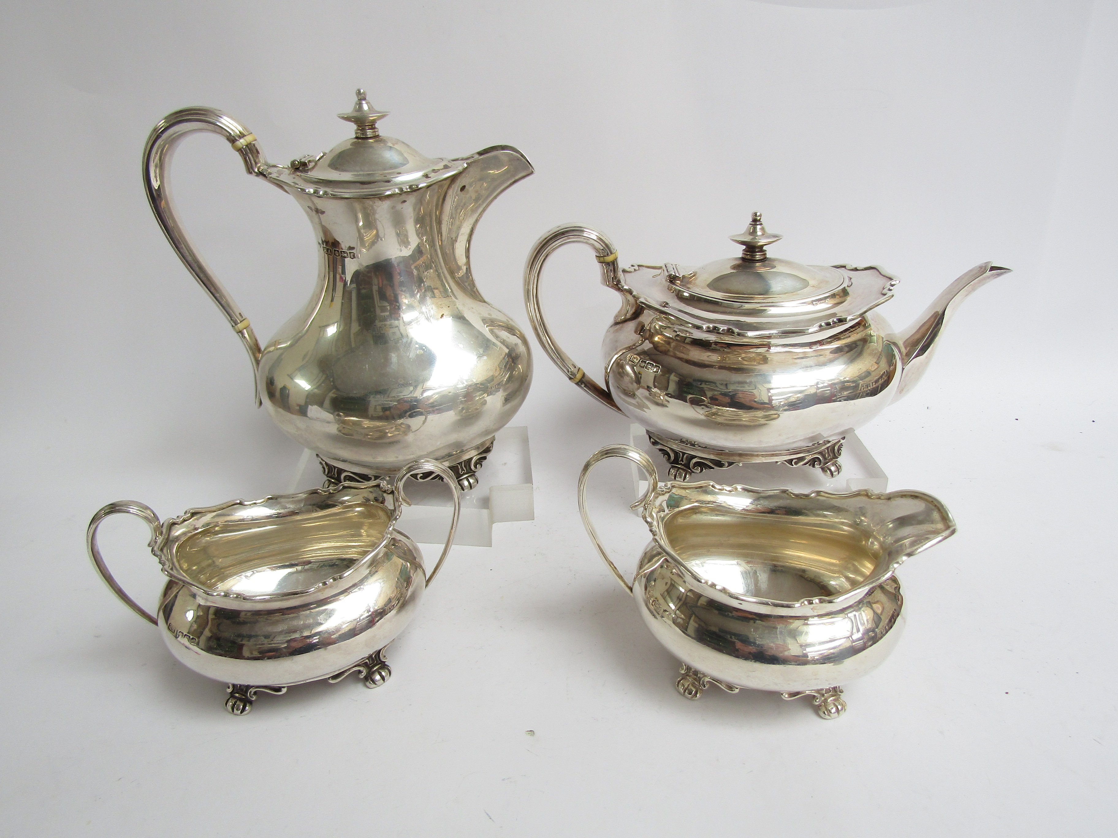 An Atkin Brothers silver four piece tea set, Sheffield 1923,