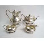 An Atkin Brothers silver four piece tea set, Sheffield 1923,