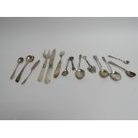 Eight various silver salt spoons and two apostle spoons