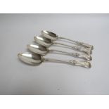 Four Victorian Edinburgh silver serving spoons by James McKay, Kings pattern, dated 1845,