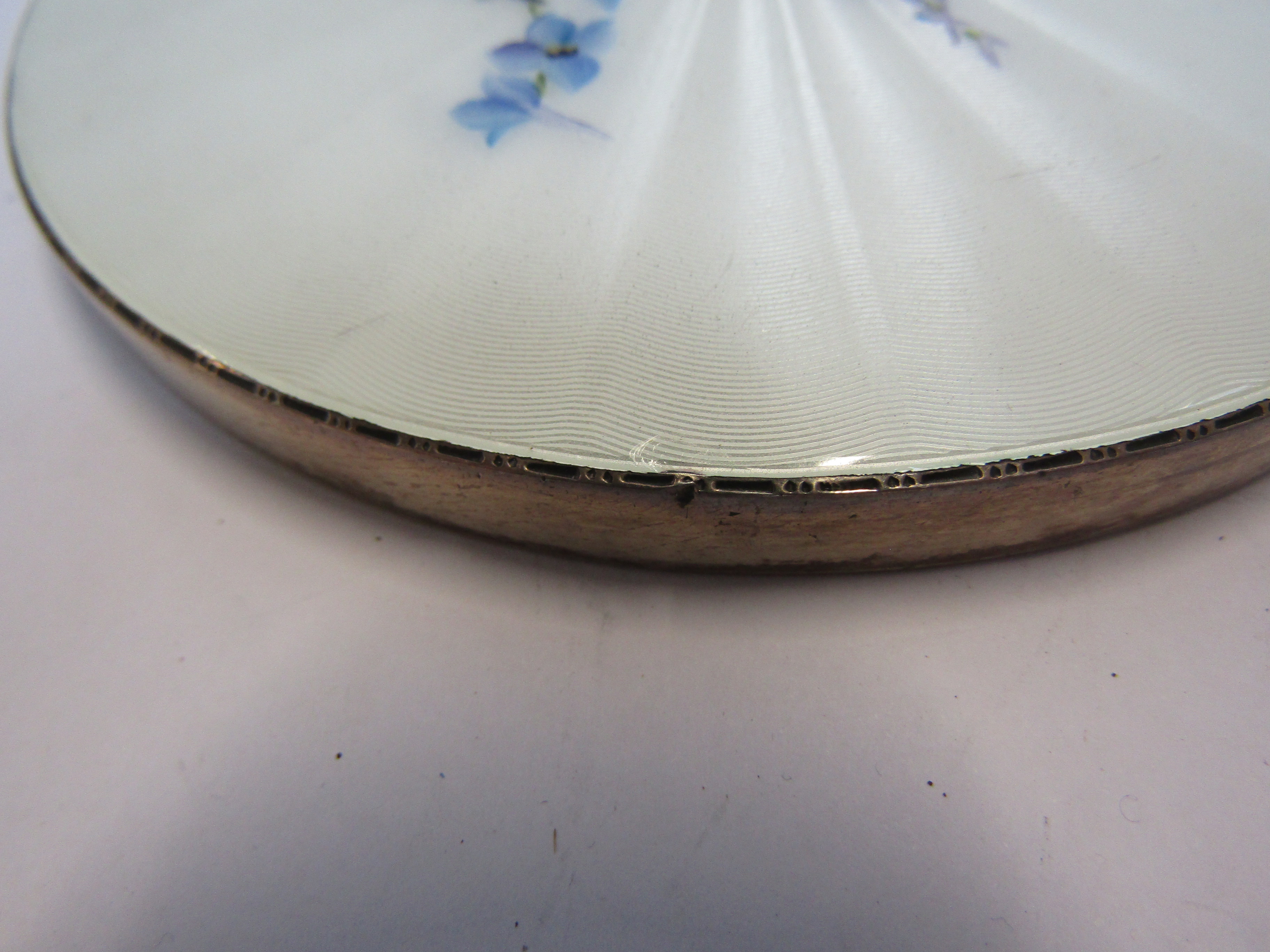 A silver guilloche brush and mirror with floral detail (slight graze to mirror edge) London, - Image 3 of 3