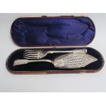 A silver serving knife London 1828 and William Hutton & Sons fork Sheffield 1878,