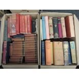 Two boxes of mixed books including Walter Scott's works in small format bindings etc.