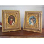 Two gilt framed images of young girls