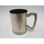 A Pimm's silver plate half pint mug, registered 1952,