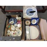 Two boxes of mixed decorative ceramics including boxed Royal Worcester cake plates/ knives, Aynsley,