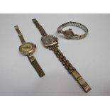 Three early 20th Century 9ct gold cased lady's wristwatches