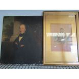 A 19th Century oil on board portrait of 19th Century gentleman, unframed, some heat damage,