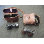 Two cased pairs of vintage binoculars including Picard,