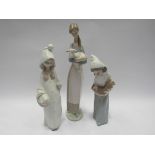 Three Lladro figures: Girl with lamb,