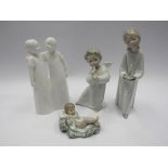 A Coalport figural group "Special Friends" two Lladro figures and a Nao figure a/f (4)