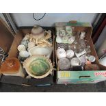 Two boxes of misc. ceramics and glass etc.