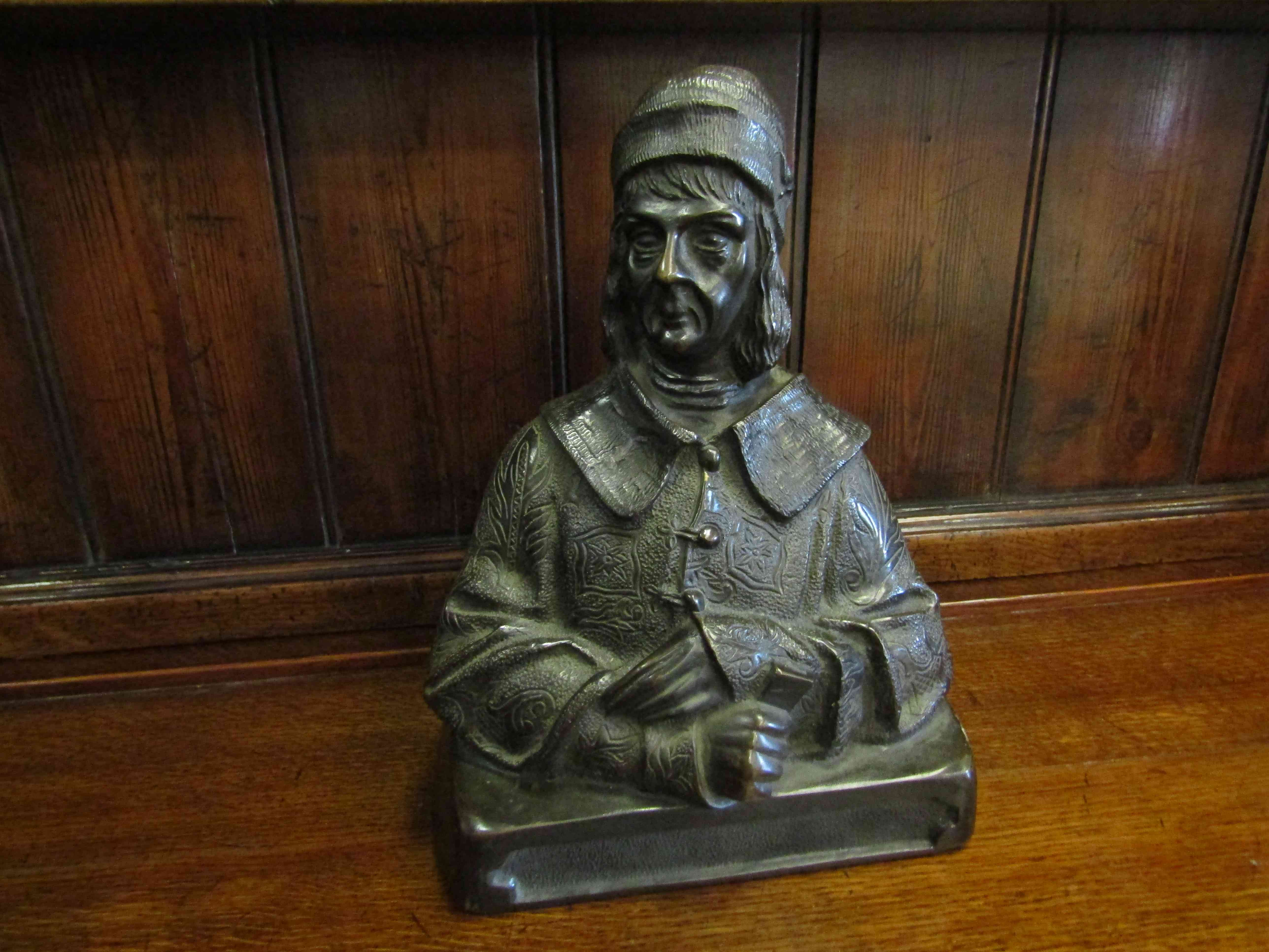 A cast bronze bust of religious figure, 31cm tall,