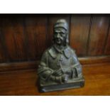 A cast bronze bust of religious figure, 31cm tall,